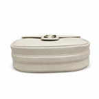 Marc Jacobs The J Marc Small Cream Pebbled Leather Saddle Bag with Gold J Buckle & Detachable Strap