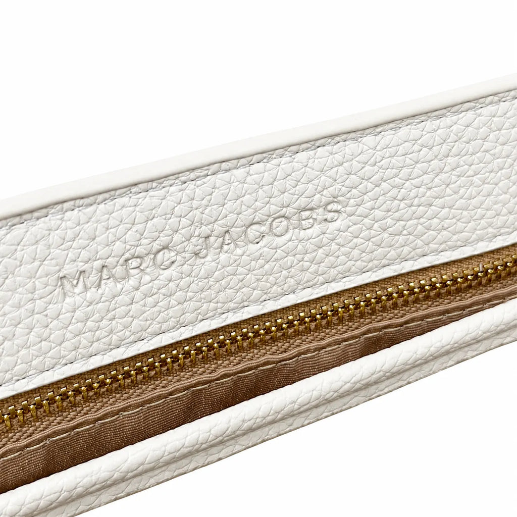 Marc Jacobs The J Marc Small Cream Pebbled Leather Saddle Bag with Gold J Buckle & Detachable Strap