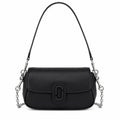 Marc Jacobs The Clover Black Smooth Leather Shoulder Bag with Black J Buckle & Dual Straps