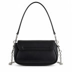 Marc Jacobs The Clover Black Smooth Leather Shoulder Bag with Black J Buckle & Dual Straps