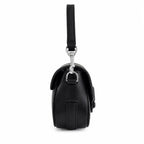 Marc Jacobs The Clover Black Smooth Leather Shoulder Bag with Black J Buckle & Dual Straps