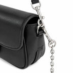 Marc Jacobs The Clover Black Smooth Leather Shoulder Bag with Black J Buckle & Dual Straps