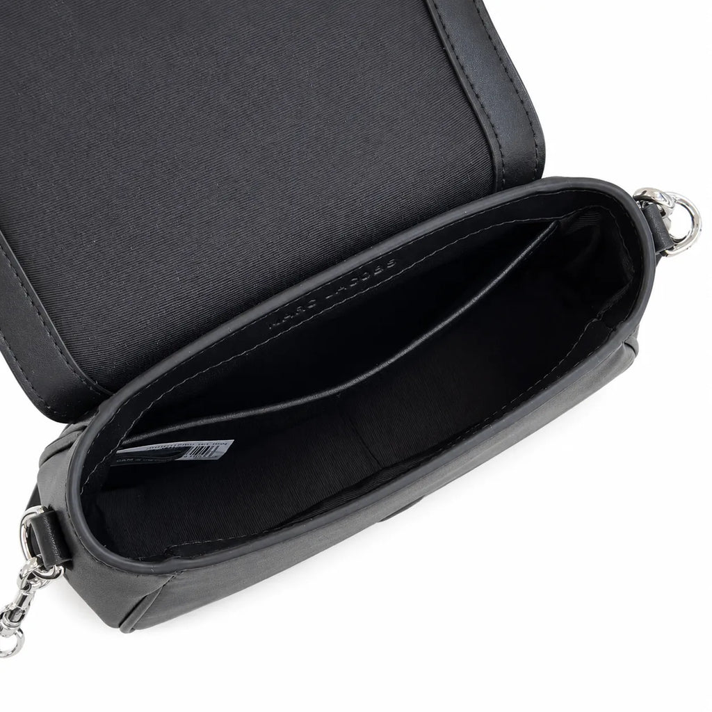 Marc Jacobs The Clover Black Smooth Leather Shoulder Bag with Black J Buckle & Dual Straps