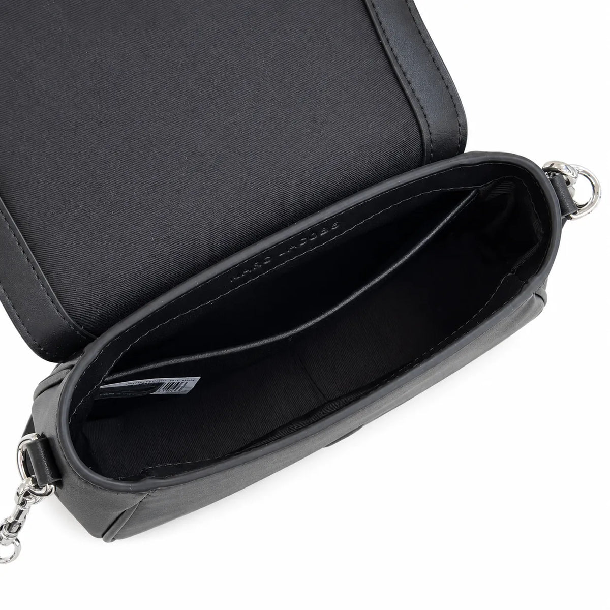 Marc Jacobs The Clover Black Smooth Leather Shoulder Bag with Black J Buckle & Dual Straps