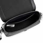 Marc Jacobs The Clover Black Smooth Leather Shoulder Bag with Black J Buckle & Dual Straps