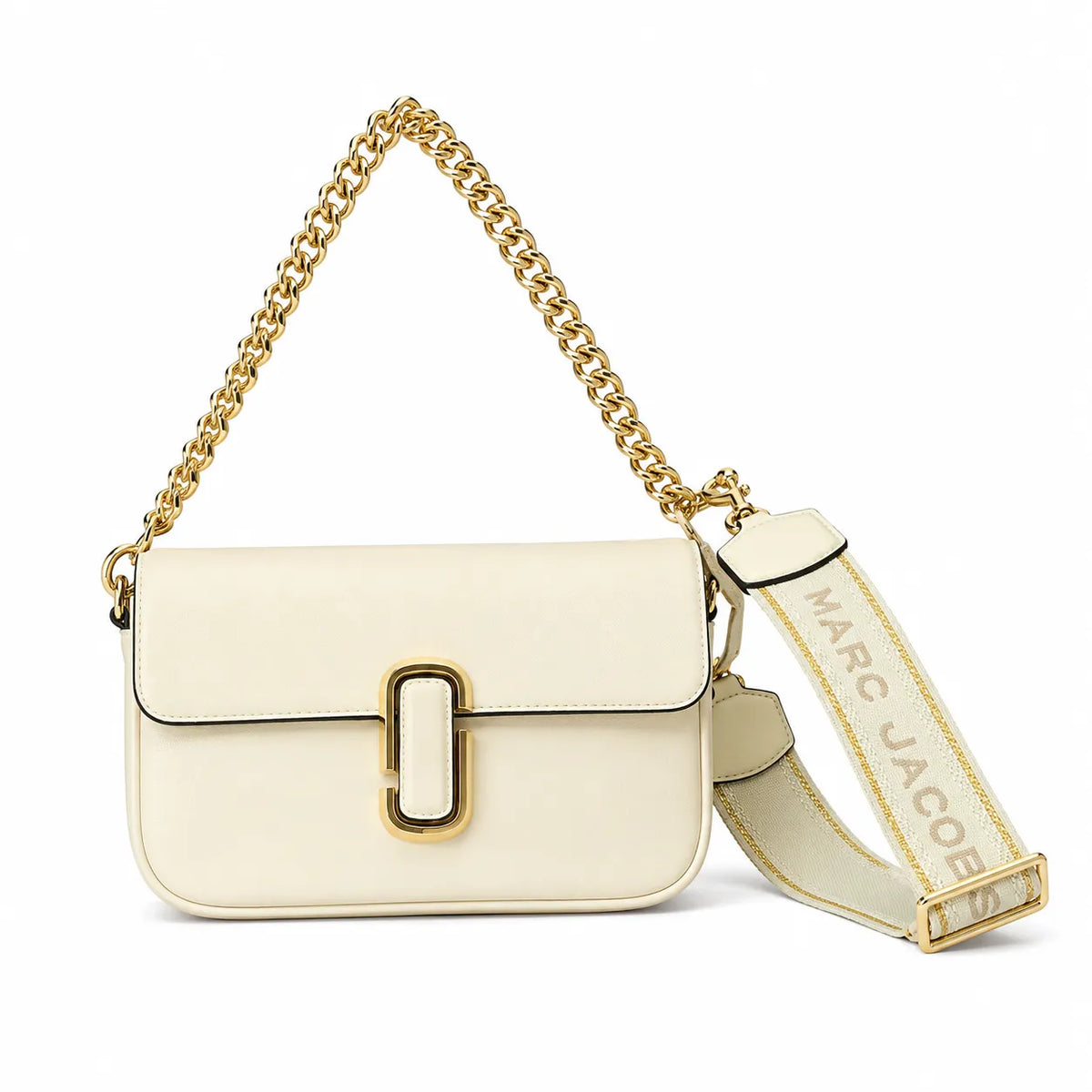 Marc Jacobs The J Marc Orange Smooth Leather Shoulder Bag with Silver J Buckle & Dual Straps