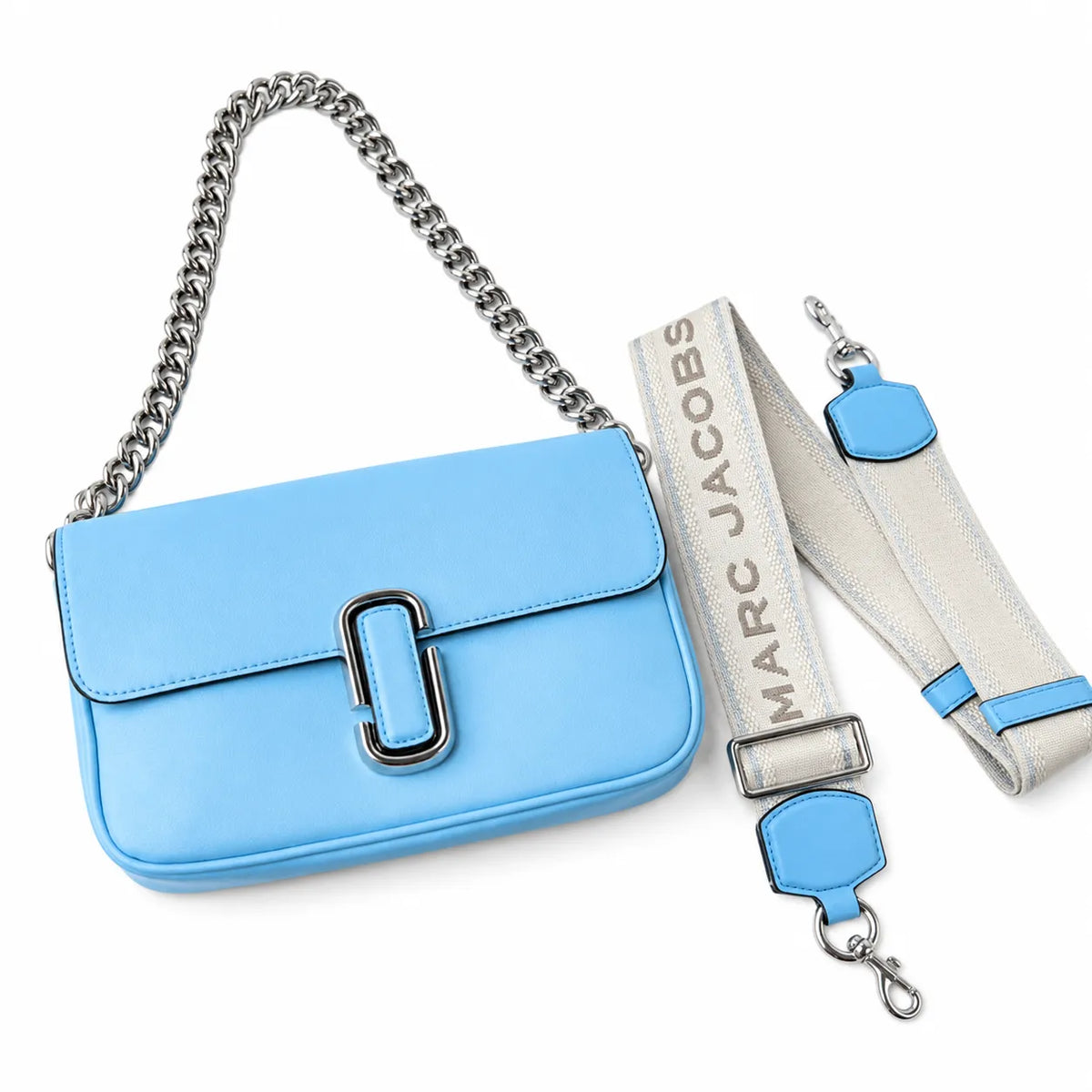 Marc Jacobs The J Marc Orange Smooth Leather Shoulder Bag with Silver J Buckle & Dual Straps