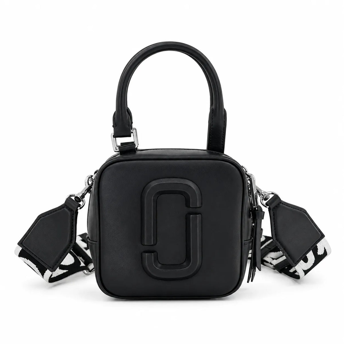 Marc Jacobs The Leather Cube Tan Smooth Leather Mini Camera Bag with Embossed J Logo & Detachable Wide Strap