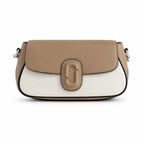 Marc Jacobs The Clover Small Beige & White Colorblock Leather Shoulder Bag with Silver J Buckle & Detachable Strap