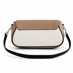 Marc Jacobs The Clover Small Beige & White Colorblock Leather Shoulder Bag with Silver J Buckle & Detachable Strap