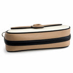 Marc Jacobs The Clover Small Beige & White Colorblock Leather Shoulder Bag with Silver J Buckle & Detachable Strap