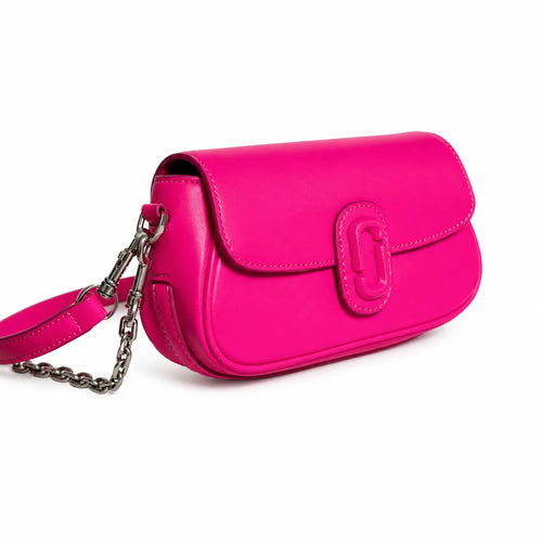 Marc Jacobs Clover in lavender | Smooth pebbled leather signature J-shaped buckle flap detachable chain shoulder strap women's designer mini crossbody bag