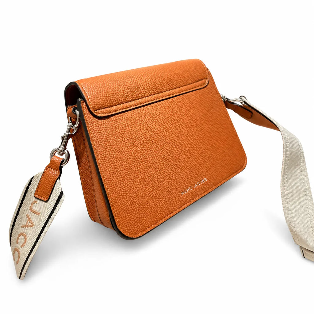 Marc Jacobs The Mini Saddle Small Orange Pebbled Leather Saddle Bag with Silver Turn Lock & Detachable Strap