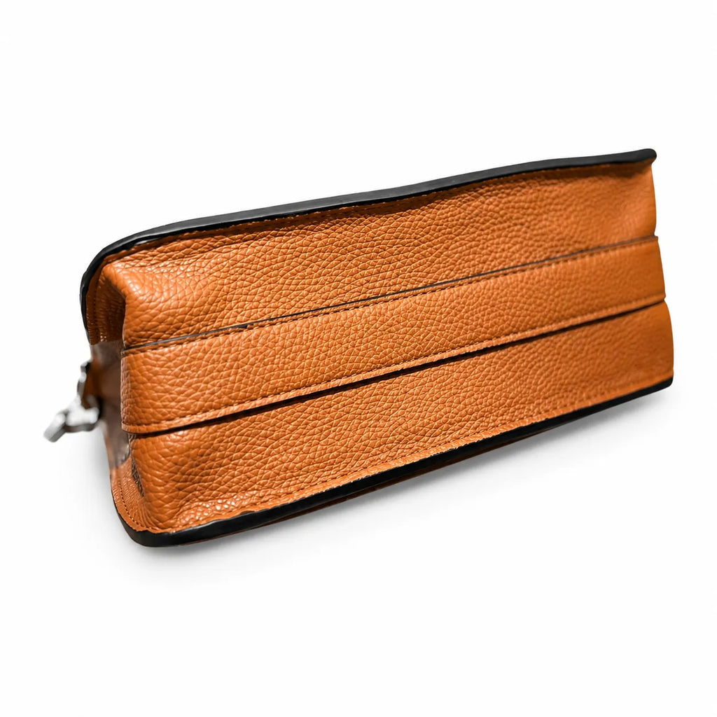 Marc Jacobs The Mini Saddle Small Orange Pebbled Leather Saddle Bag with Silver Turn Lock & Detachable Strap