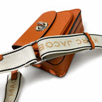 Marc Jacobs The Mini Saddle Small Orange Pebbled Leather Saddle Bag with Silver Turn Lock & Detachable Strap