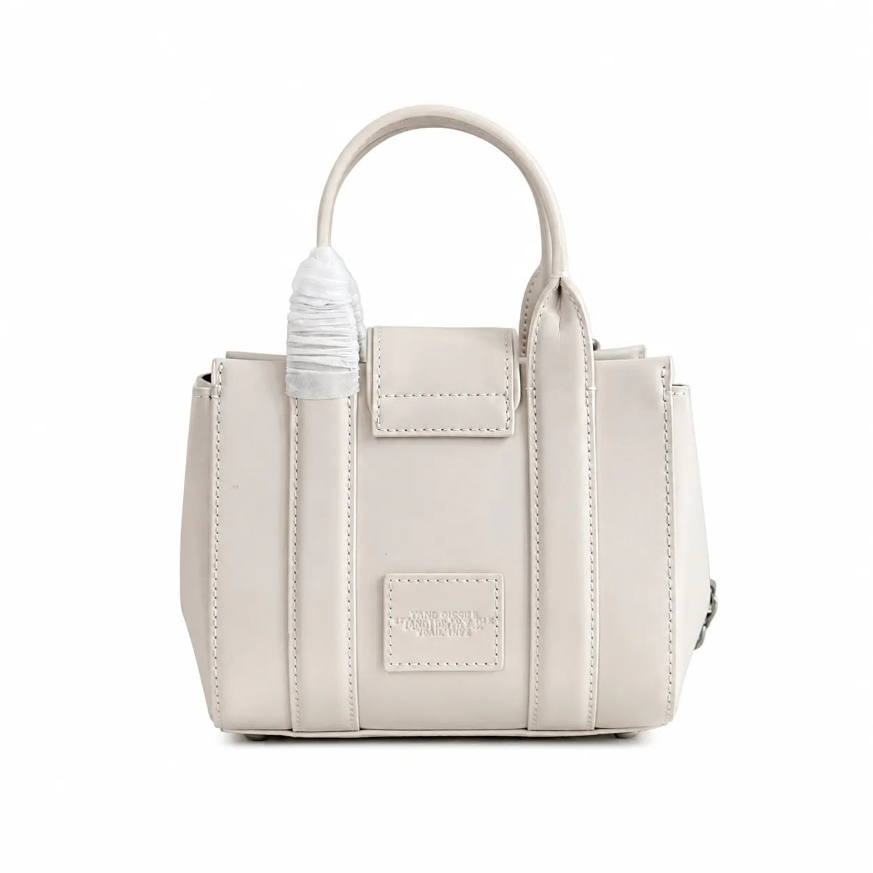 Marc Jacobs The Tote Bag Mini Cream Smooth Leather Tote with Embossed Logo & Silver Turn Lock