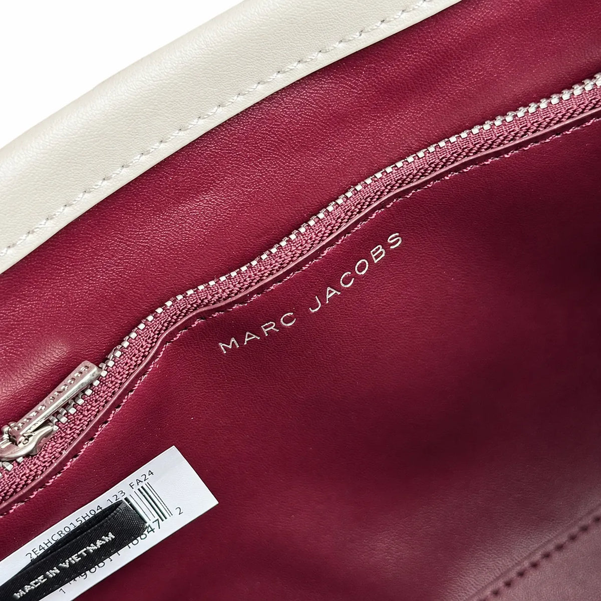 Marc Jacobs The Tote Bag Mini Cream Smooth Leather Tote with Embossed Logo & Silver Turn Lock