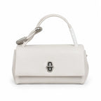Marc Jacobs The Mini Dual Cream Smooth Leather Mini Tote with Silver Turn Lock & Detachable Chain Strap