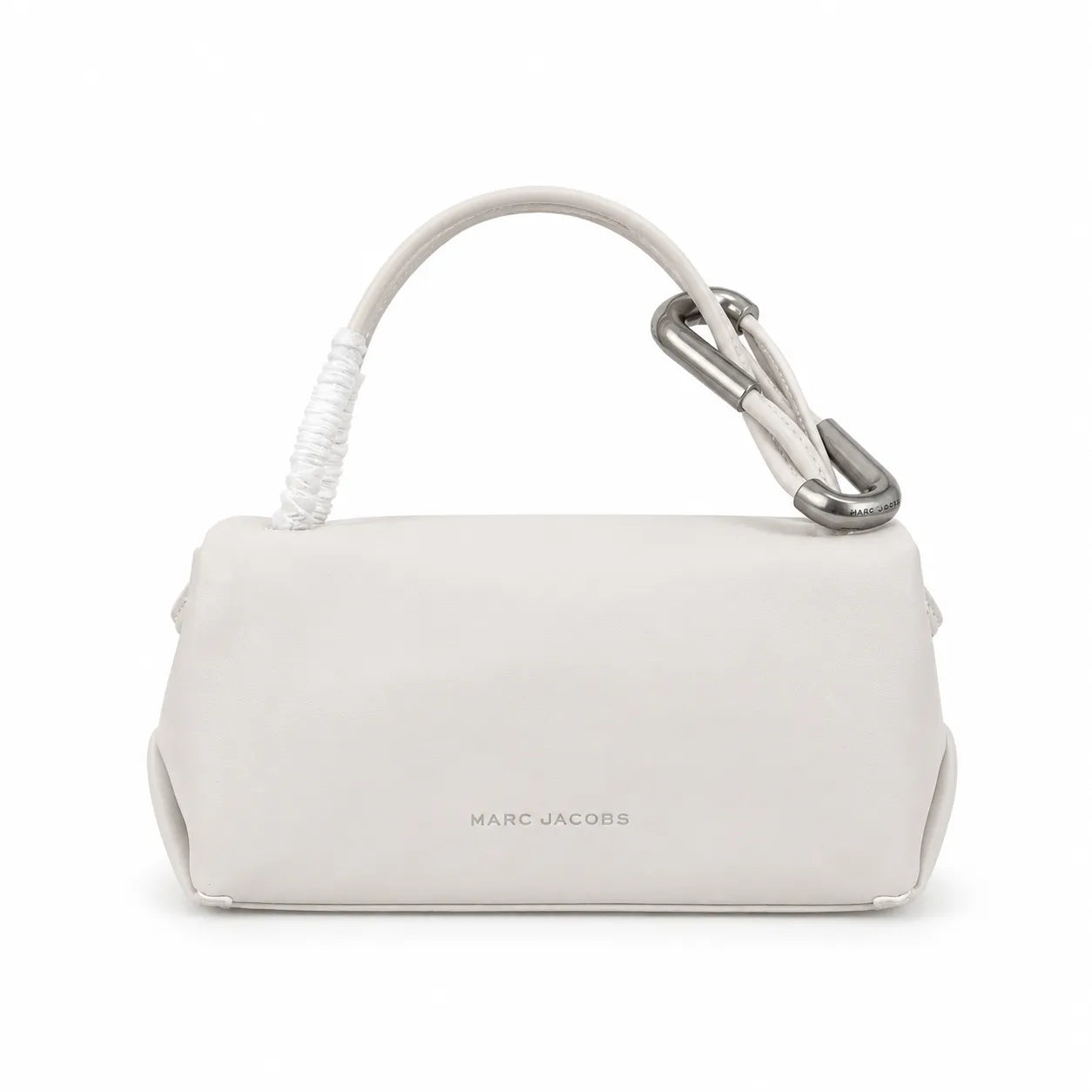 Marc Jacobs The Mini Dual Cream Smooth Leather Mini Tote with Silver Turn Lock & Detachable Chain Strap