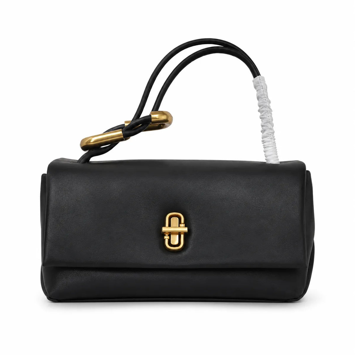 Marc Jacobs The Mini Dual Cream Smooth Leather Mini Tote with Silver Turn Lock & Detachable Chain Strap