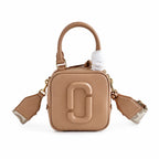Marc Jacobs The Leather Cube Tan Smooth Leather Mini Camera Bag with Embossed J Logo & Detachable Wide Strap
