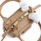 Marc Jacobs The Leather Cube Tan Smooth Leather Mini Camera Bag with Embossed J Logo & Detachable Wide Strap