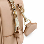 Marc Jacobs The Leather Cube Tan Smooth Leather Mini Camera Bag with Embossed J Logo & Detachable Wide Strap