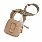 Marc Jacobs The Leather Cube Tan Smooth Leather Mini Camera Bag with Embossed J Logo & Detachable Wide Strap