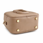 Marc Jacobs The Leather Cube Tan Smooth Leather Mini Camera Bag with Embossed J Logo & Detachable Wide Strap