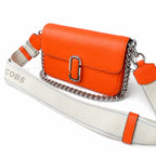 Marc Jacobs The J Marc Orange Smooth Leather Shoulder Bag with Silver J Buckle & Dual Straps
