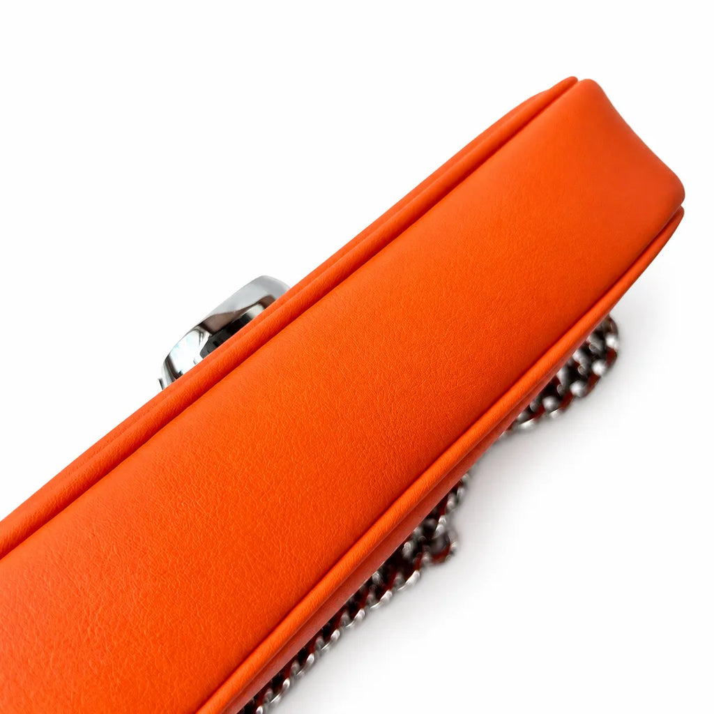 Marc Jacobs The J Marc Orange Smooth Leather Shoulder Bag with Silver J Buckle & Dual Straps