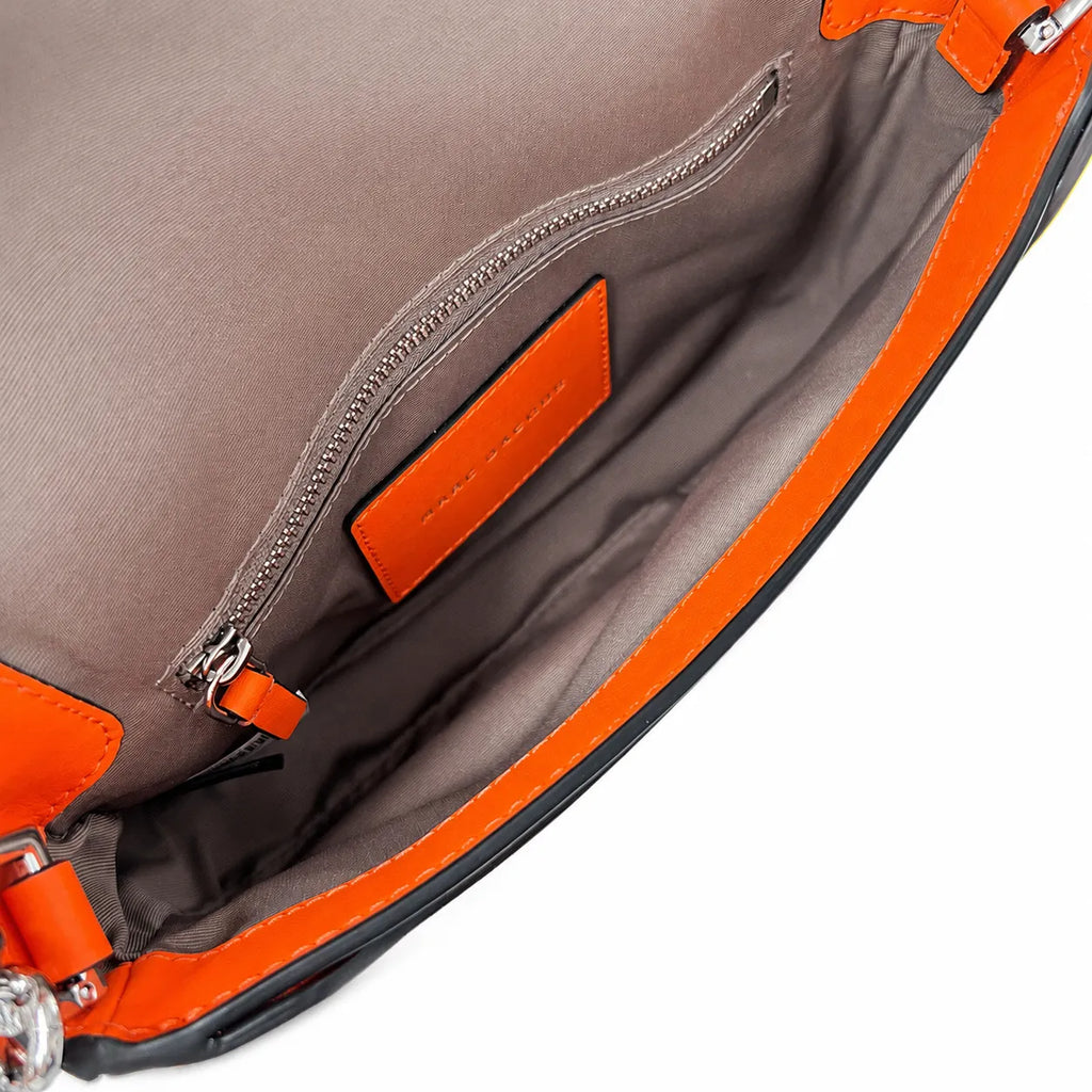 Marc Jacobs The J Marc Orange Smooth Leather Shoulder Bag with Silver J Buckle & Dual Straps