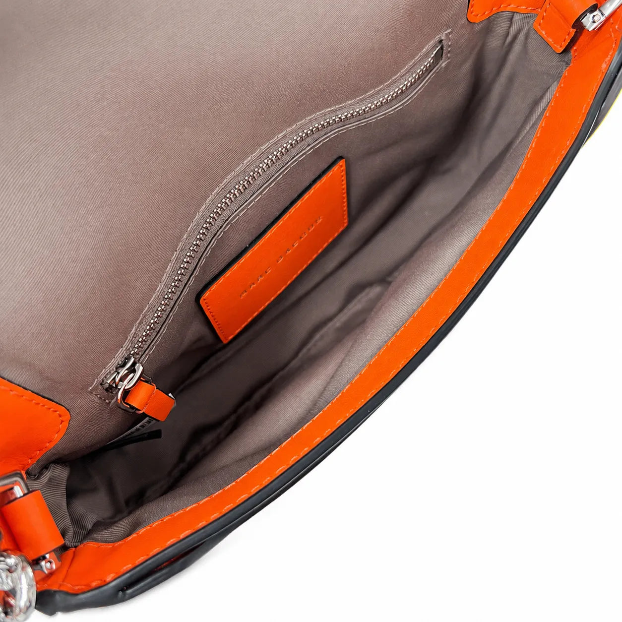 Marc Jacobs The J Marc Orange Smooth Leather Shoulder Bag with Silver J Buckle & Dual Straps