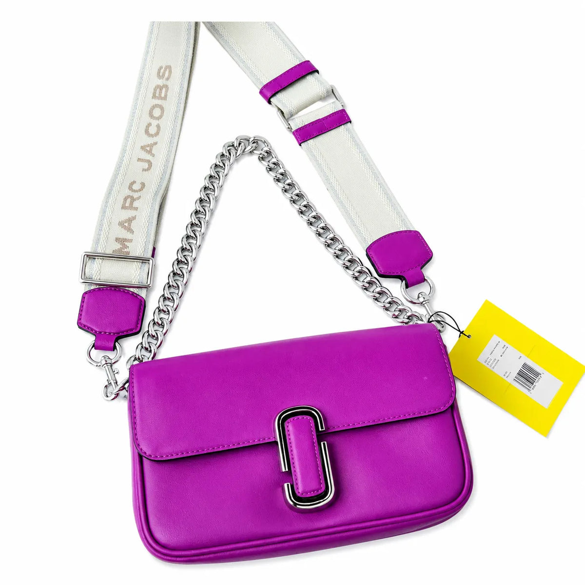 Marc Jacobs The J Marc Orange Smooth Leather Shoulder Bag with Silver J Buckle & Dual Straps