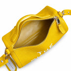 Marc Jacobs Women's Yellow Leather Crossbody Bag - Mini Cylindrical Boston Shoulder Bag with Adjustable Shoulder Strap