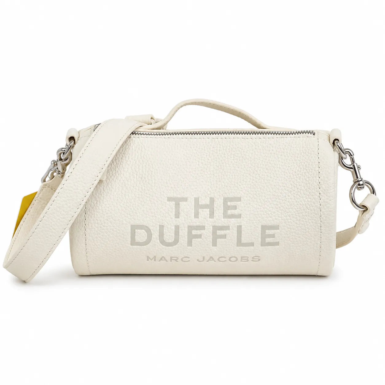 Marc Jacobs Women's Yellow Leather Crossbody Bag - Mini Cylindrical Boston Shoulder Bag with Adjustable Shoulder Strap