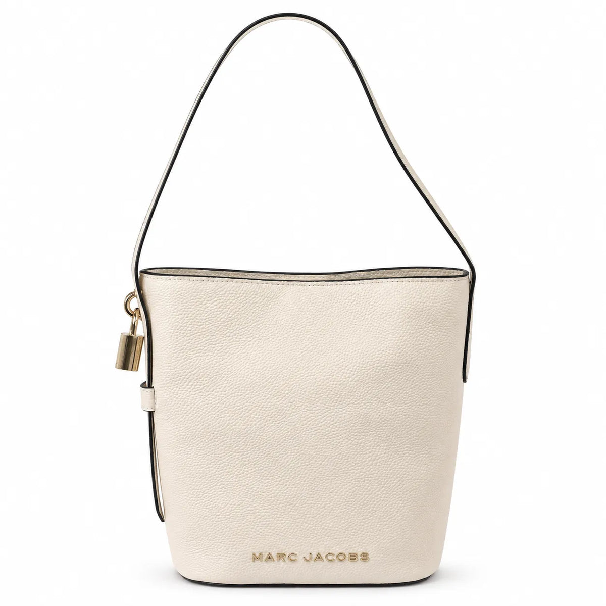 Marc Jacobs Brown Pebble Pattern | Signature Lock Details Adjustable Shoulder Strap Women's Designer Handbag