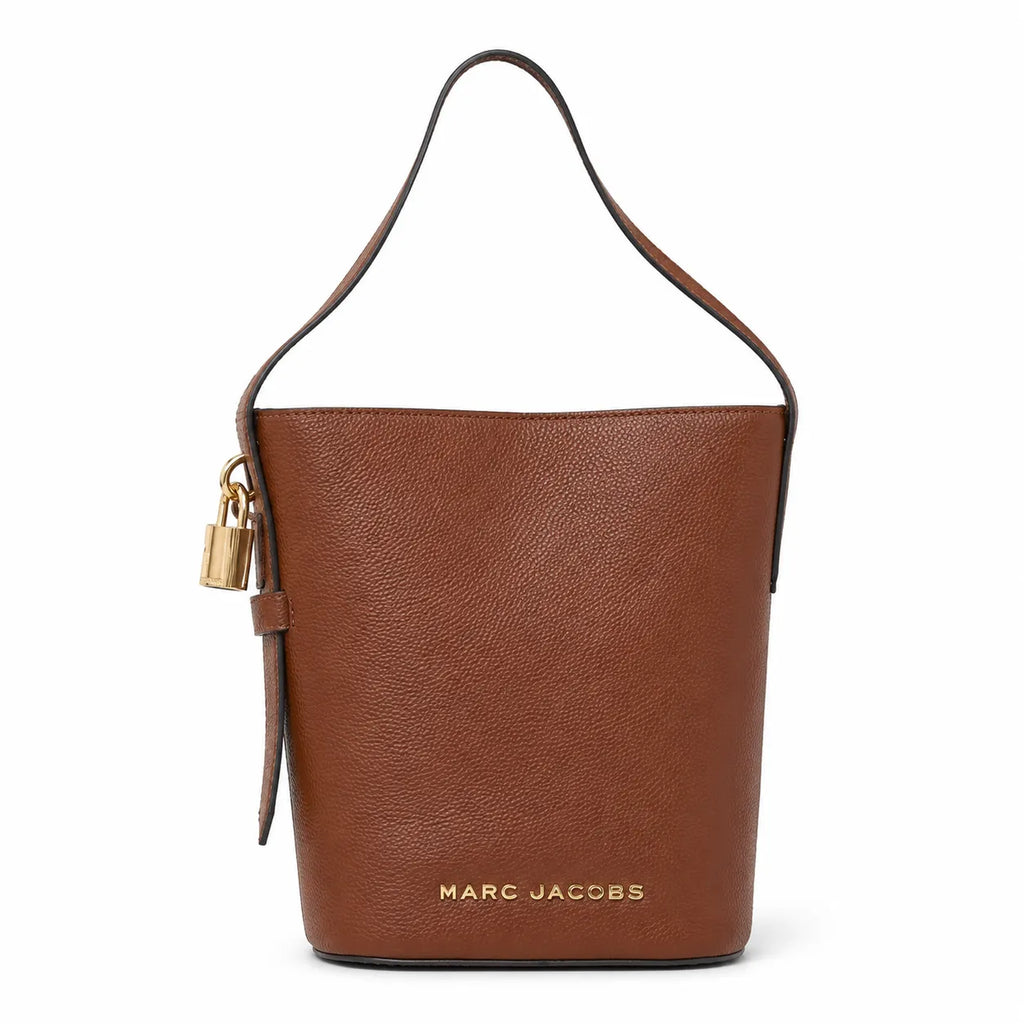 Marc Jacobs Brown Pebble Pattern | Signature Lock Details Adjustable Shoulder Strap Women's Designer Handbag