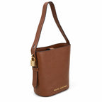 Marc Jacobs Brown Pebble Pattern | Signature Lock Details Adjustable Shoulder Strap Women's Designer Handbag