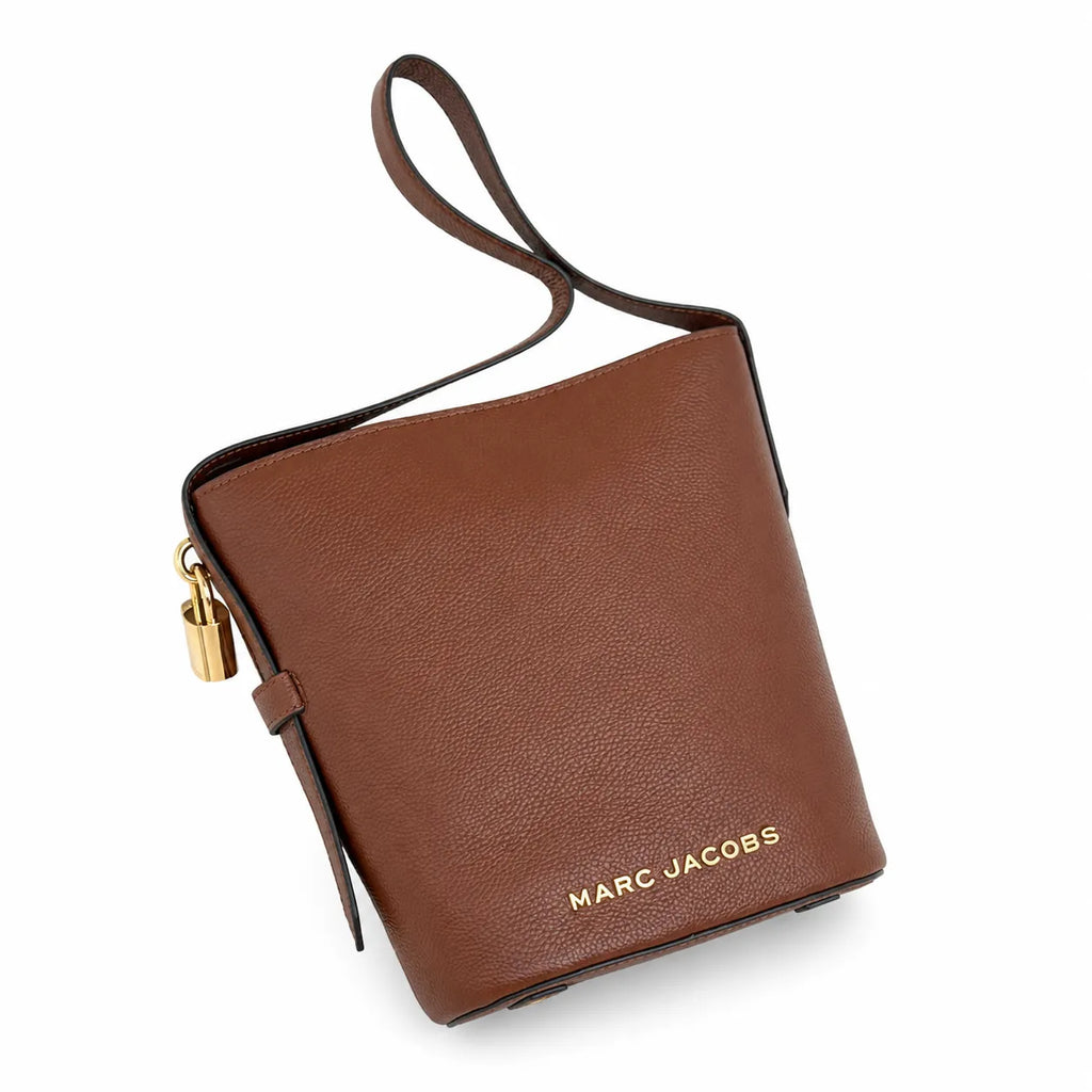 Marc Jacobs Brown Pebble Pattern | Signature Lock Details Adjustable Shoulder Strap Women's Designer Handbag