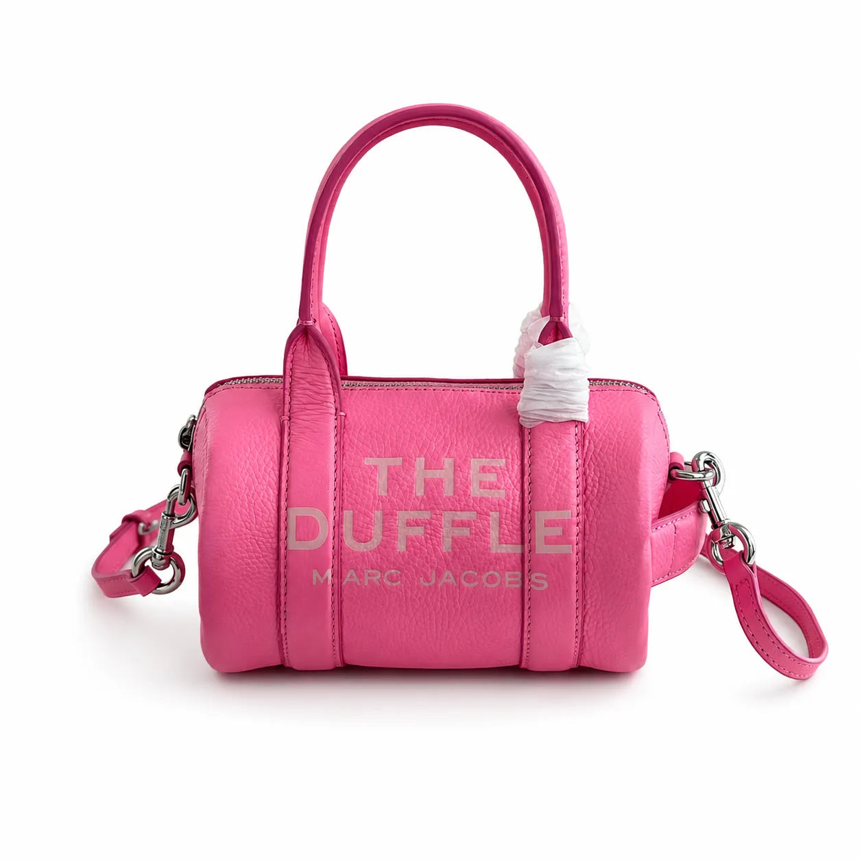 Marc Jacobs | Bright pink pebbled leather signature logo adjustable shoulder strap women's designer mini leather travel bag