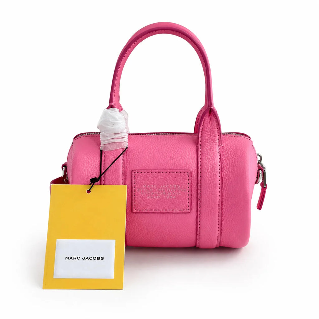 Marc Jacobs | Bright pink pebbled leather signature logo adjustable shoulder strap women's designer mini leather travel bag