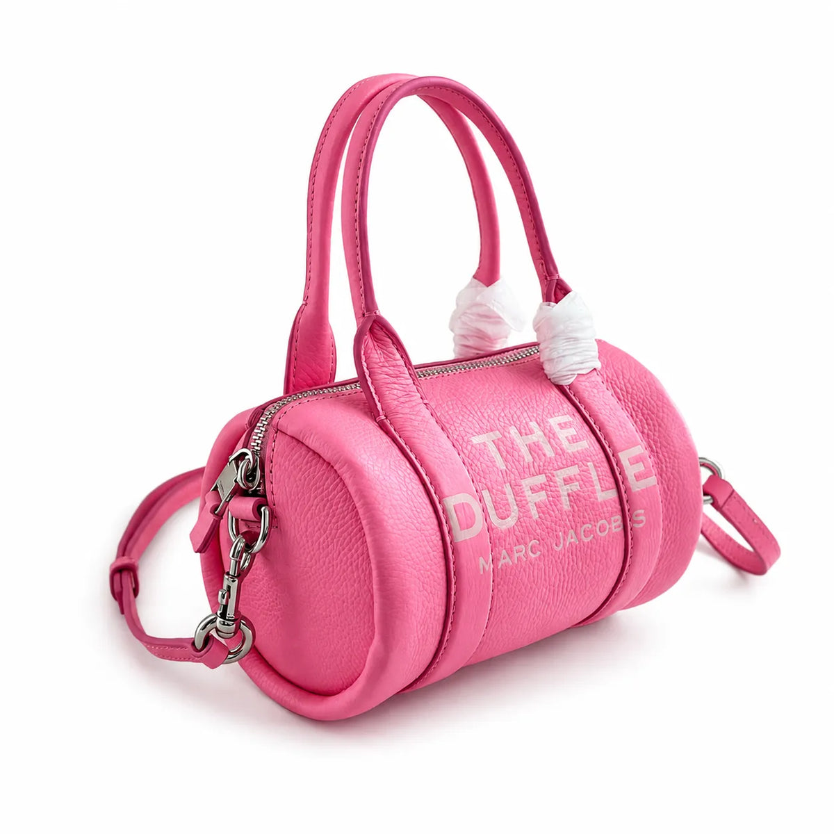 Marc Jacobs | Bright pink pebbled leather signature logo adjustable shoulder strap women's designer mini leather travel bag