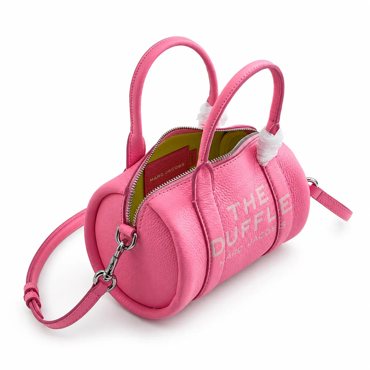Marc Jacobs | Bright pink pebbled leather signature logo adjustable shoulder strap women's designer mini leather travel bag