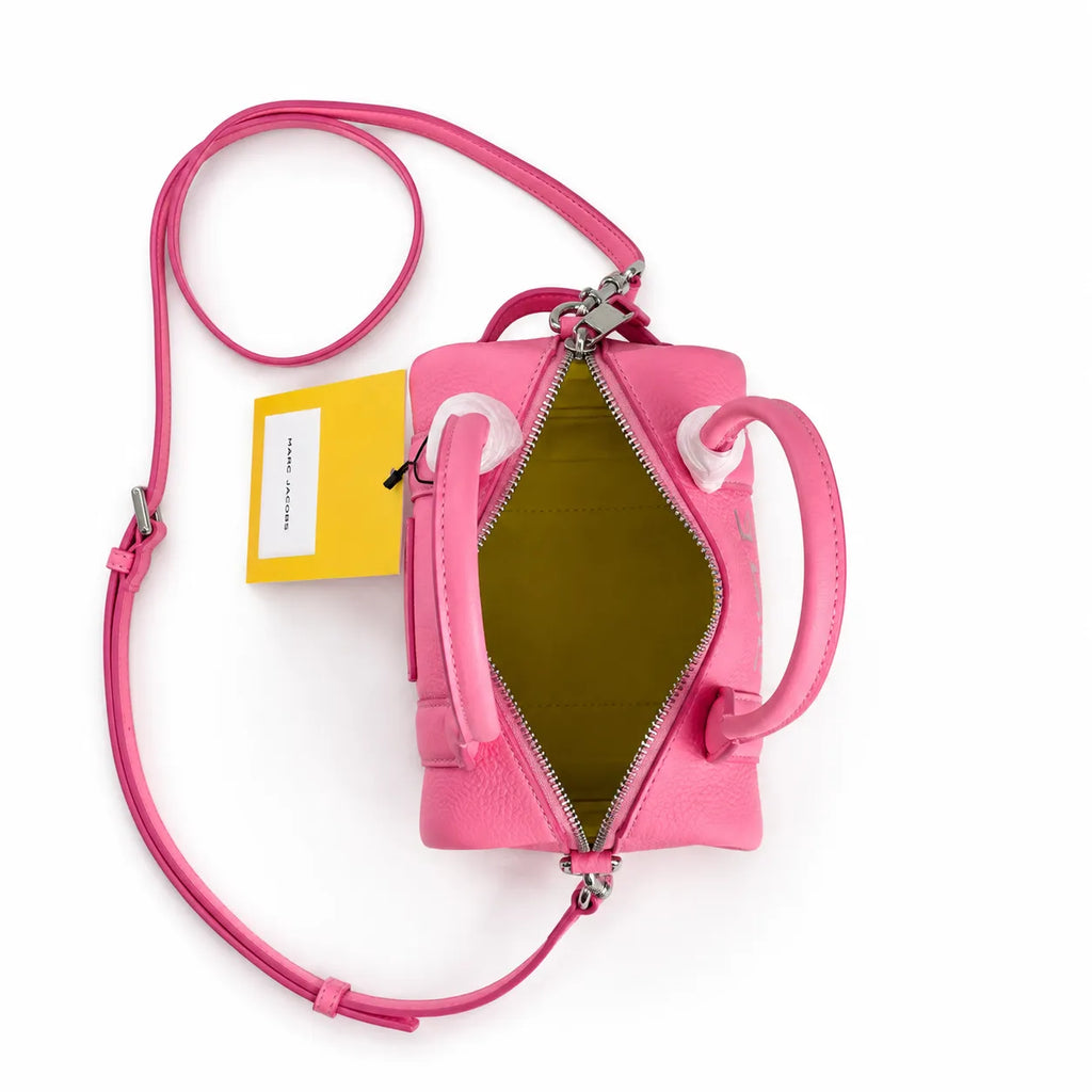 Marc Jacobs | Bright pink pebbled leather signature logo adjustable shoulder strap women's designer mini leather travel bag