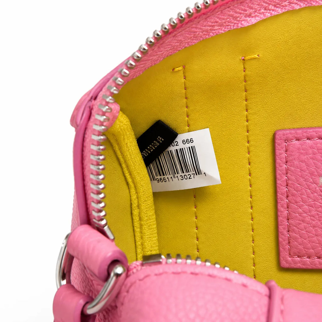Marc Jacobs | Bright pink pebbled leather signature logo adjustable shoulder strap women's designer mini leather travel bag