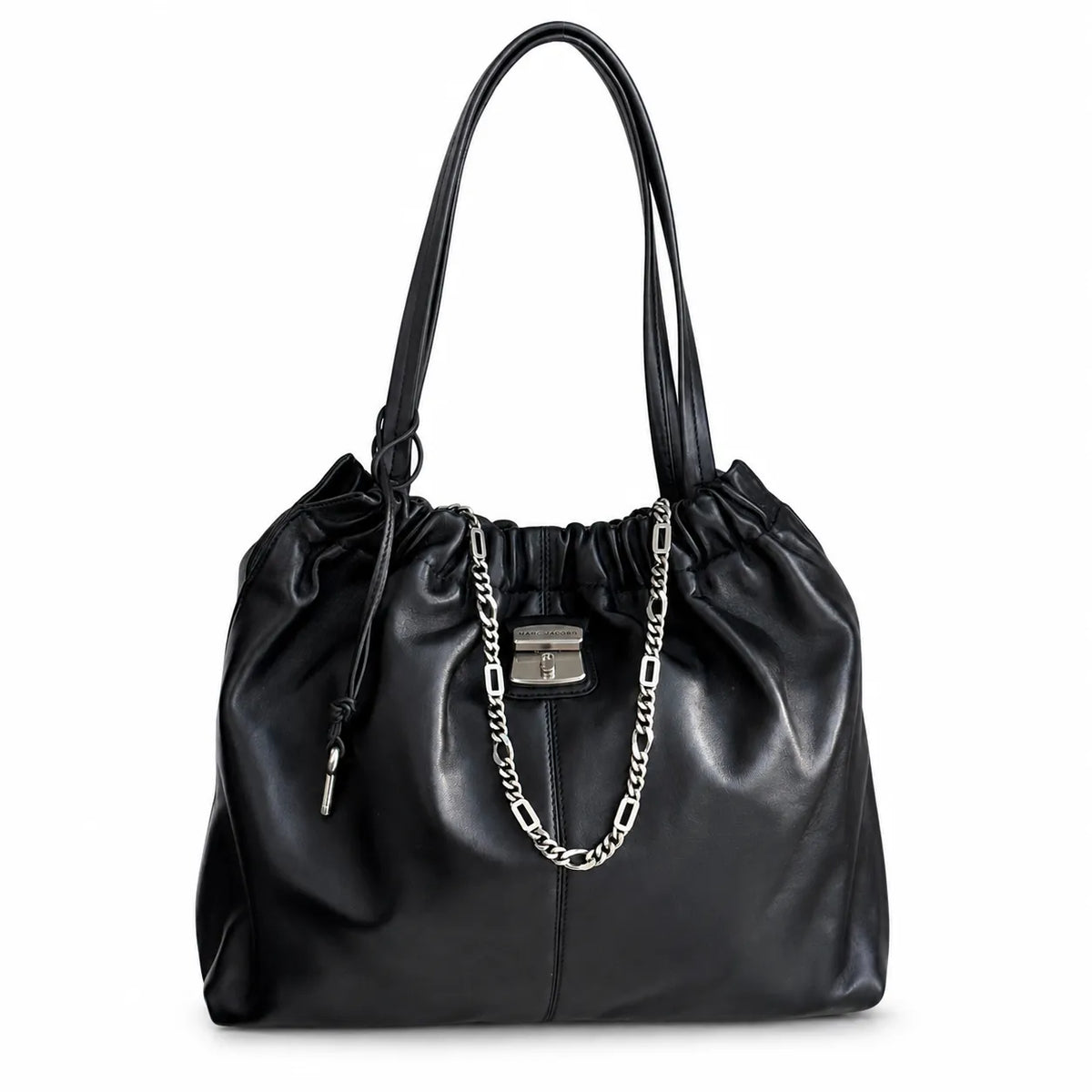 Marc Jacobs Cristina | Black lambskin  chain trim  top handle  women's designer shoulder bag