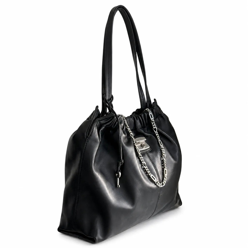 Marc Jacobs Cristina | Black lambskin  chain trim  top handle  women's designer shoulder bag