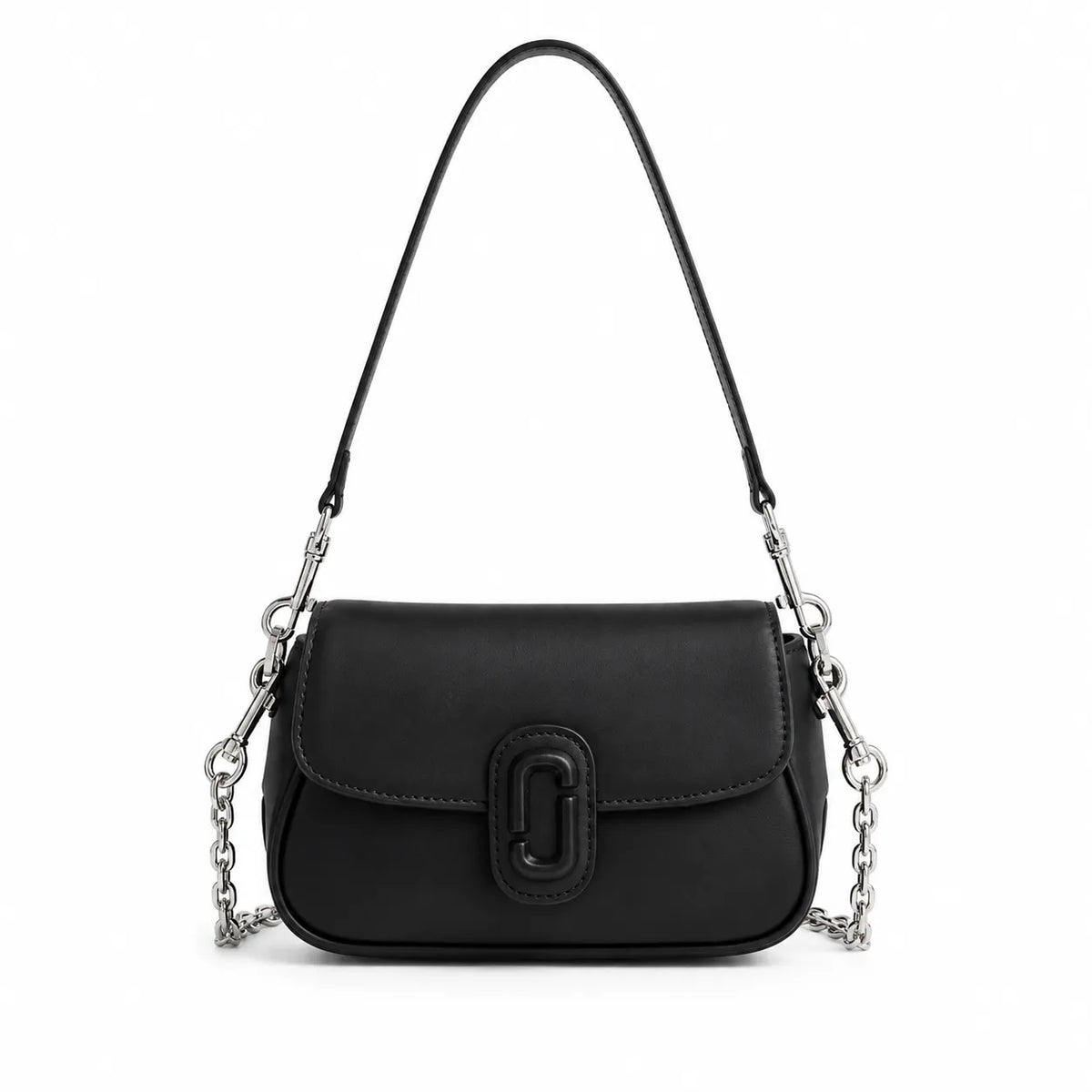 Marc Jacobs Clover in lavender | Smooth pebbled leather signature J-shaped buckle flap detachable chain shoulder strap women's designer mini crossbody bag