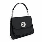Marc Jacobs J Marc | Black pebbled leather signature rotating J-clasp chain and leather shoulder strap women's designer crossbody bag
